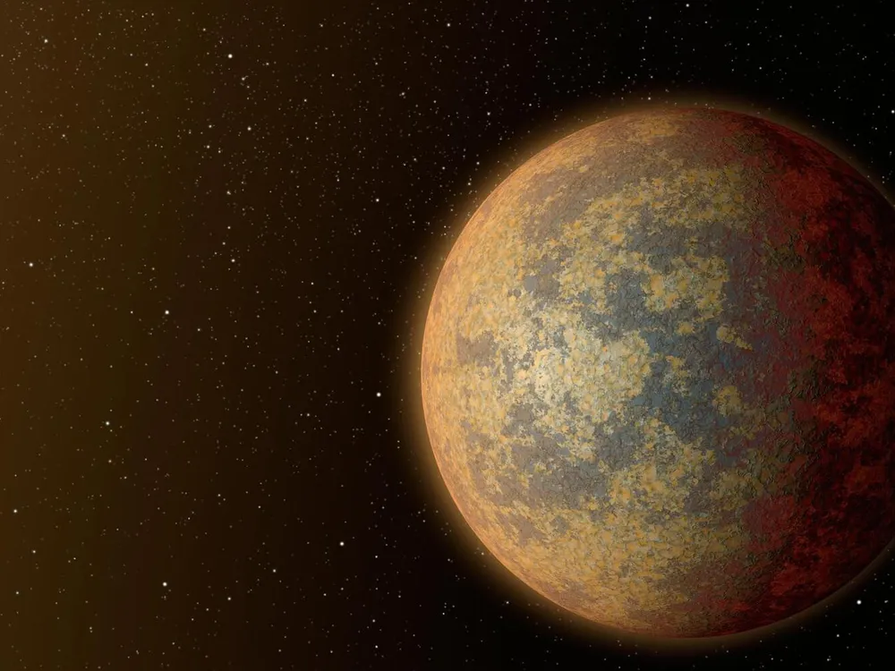 an illustration of a rocky planet in space