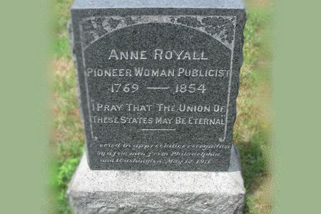 Anne Royall's headstone at Washington D.C.'s Congressional Cemetery.