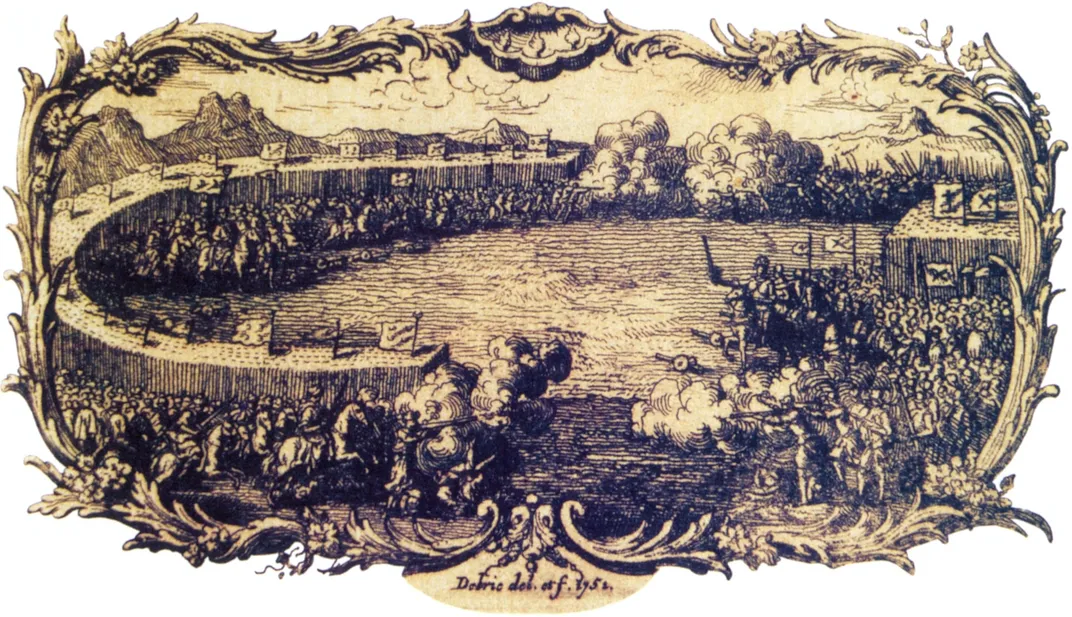A depiction of the 1578 Battle of Alcácer Quibir, or the Battle of Three Kings