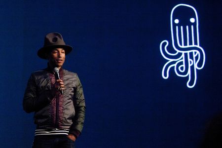 Singer and plastic-clothing designer Pharrell Williams at the "Raw For The Oceans" event at the American Museum of Natural History in New York City.