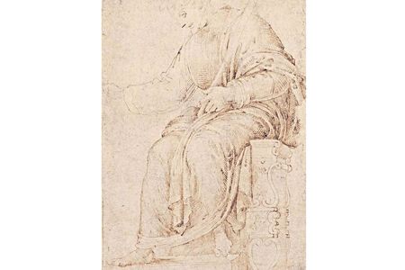 Michelangelo likely sketched "The Seated Man" while working as an apprentice in Domenico Ghirlandaio's studio