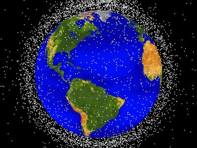 An illustration of some of the debris in low Earth orbit
