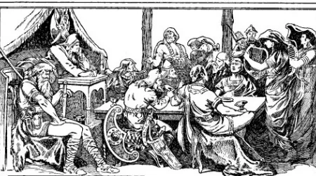 Attila entertains–as imagined by a 19th- century artist.