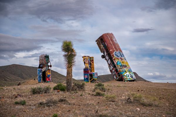 Art installations at the International Car Forest in Goldfield, Nevada. thumbnail