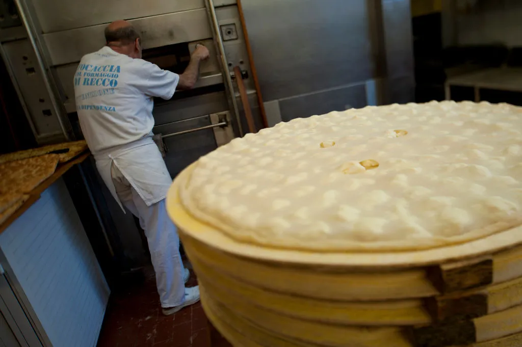 foccacia di Recco at Moltedo bakery