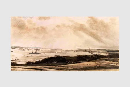 The Grand Fleet, 1916. This sketch was made by Muirhead Bone, who, according to the U.K. Ministry of Defence "became the first official war artist in 1916"