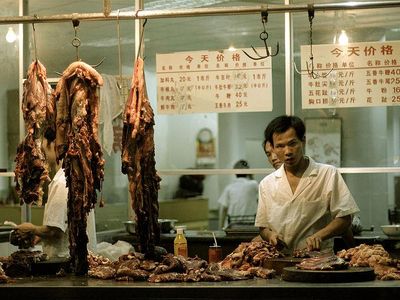 A butcher in Meizhou, China