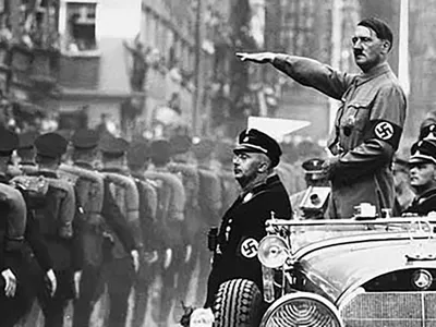 Hitler used Mercedes cars as part of his stagecraft, presenting a foreboding image of Nazi Germany. 
