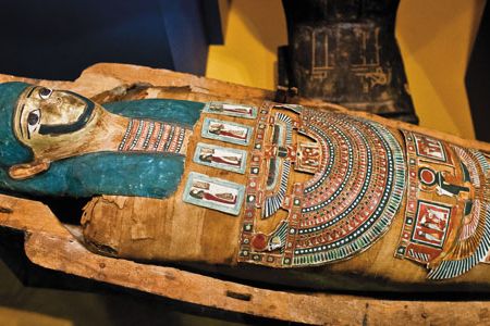 Acquired by Samuel Cox, the mummy is "our . . . most richly decorated [specimen]," says curator Melinda Zeder.