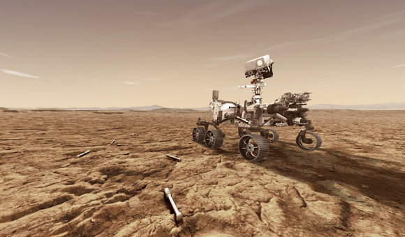 Artist's concept of Mars 2020 rover with sample tubes.