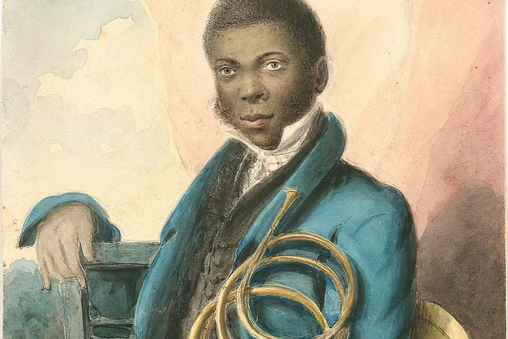 a painting of a person with their musical instrument