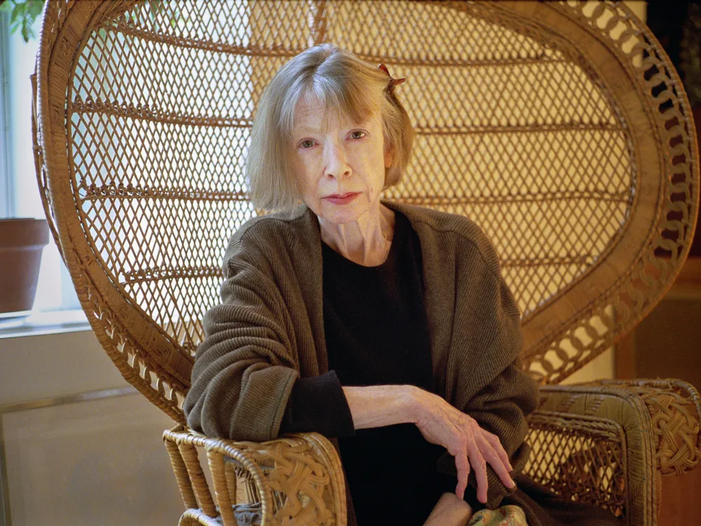 Writer Joan Didion in her Upper East Side apartment.