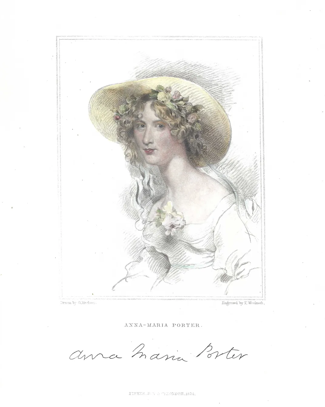 托马斯·伍尔诺斯，以乔治·亨利·哈洛命名，《安娜·玛丽亚·波特肖像》，1834年出版