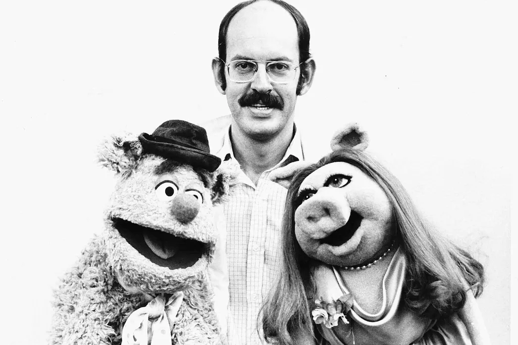The Muppet Show Puppeteer Frank Oz Actor poses with Muppets Fozzie Bear Miss Piggy