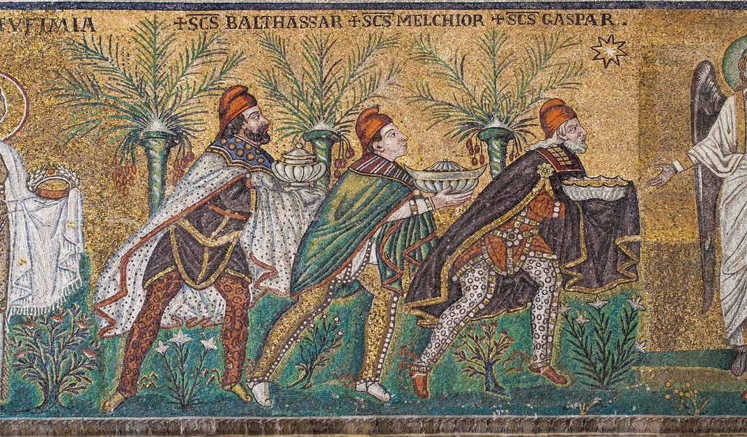 Detail of sixth-century mosaic at the Basilica of Sant'Apollinare Nuovo in Ravenna, Italy