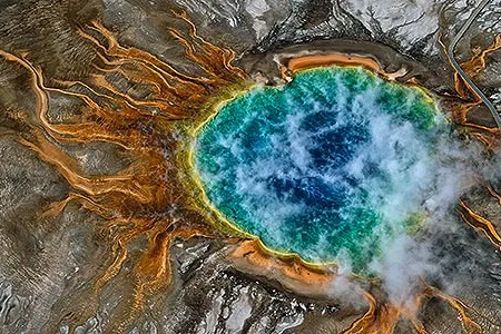 Bacteria produces the vivid colors in the Gran Prismatic Spring.