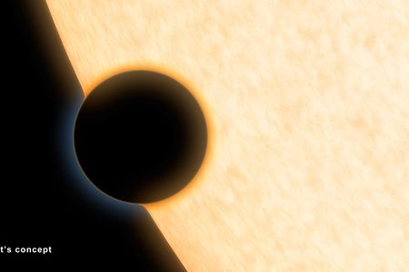 An Artist's rendition of HAT-P-11b crossing in front of it's star