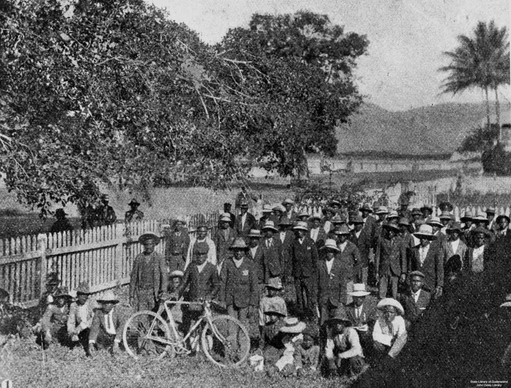 Australian South Sea Islanders waiting for medical examinations prior to their deportation in 1906