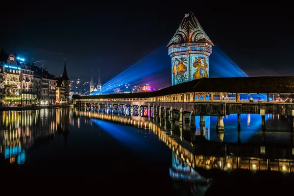 Chapel Bridge and Water Tower in Lucerne thumbnail