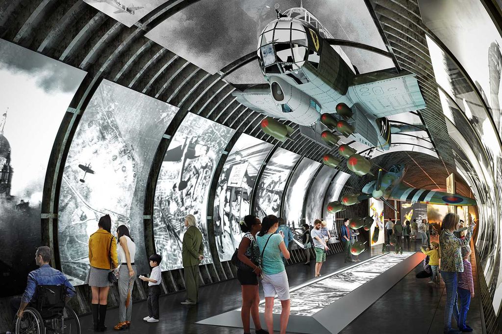 Illustration of people walking through a tunnel