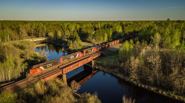 Iron Ore Train Crosses the Cloquet River thumbnail