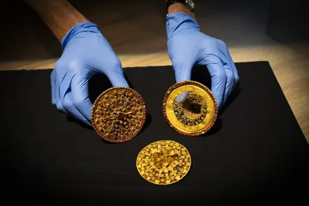 These ornate ear studs from the kingdom of Tabanan were among the 288 artifacts returned to Indonesia.