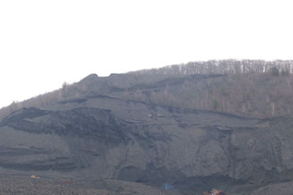 Mahanoy Mountain shows the scars of strip mining.