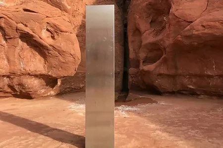 A helicopter crew discovered this odd monolith in the middle of the Utah desert on November 18.