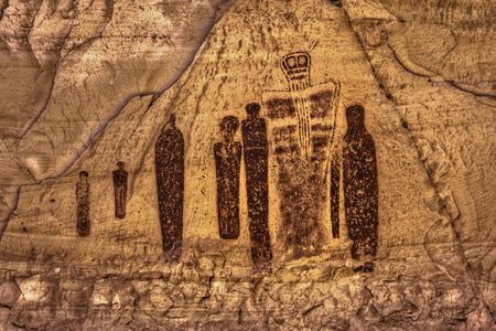 The painting called "Holy Ghost and His Companions" in Utah's Horseshoe Canyon