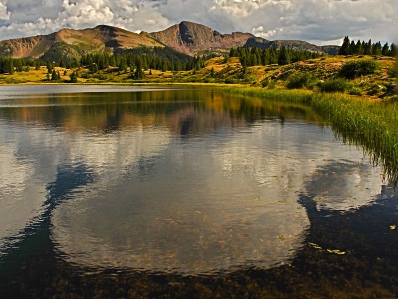 Fish ripple on alpine lake with thunderhead Smithsonian Photo Contest
