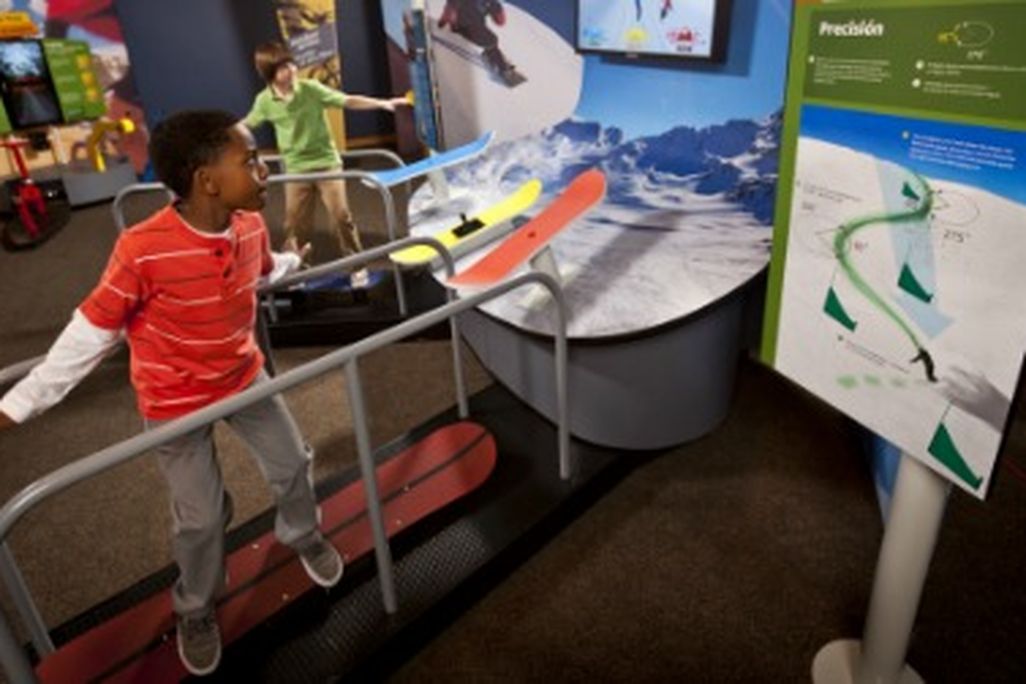 The Boardercross snowboarding activity teaches students about angles and turning