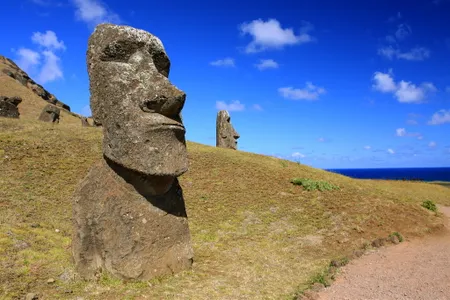 The moai at Easter island, built by the Rapa Nui people