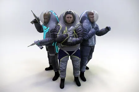 The next thing in astronaut couture? And why does the guy on the left get two drills?