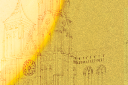 (James Renwick Jr., Sketch of the north tower of the Smithsonian Castle, 1846. Smithsonian Institution Archives. Graphic treatment by Deanna Luu)