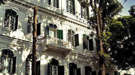 The Hotel Metropole, opened in 1901, reflects the French colonial era in Vietnam.