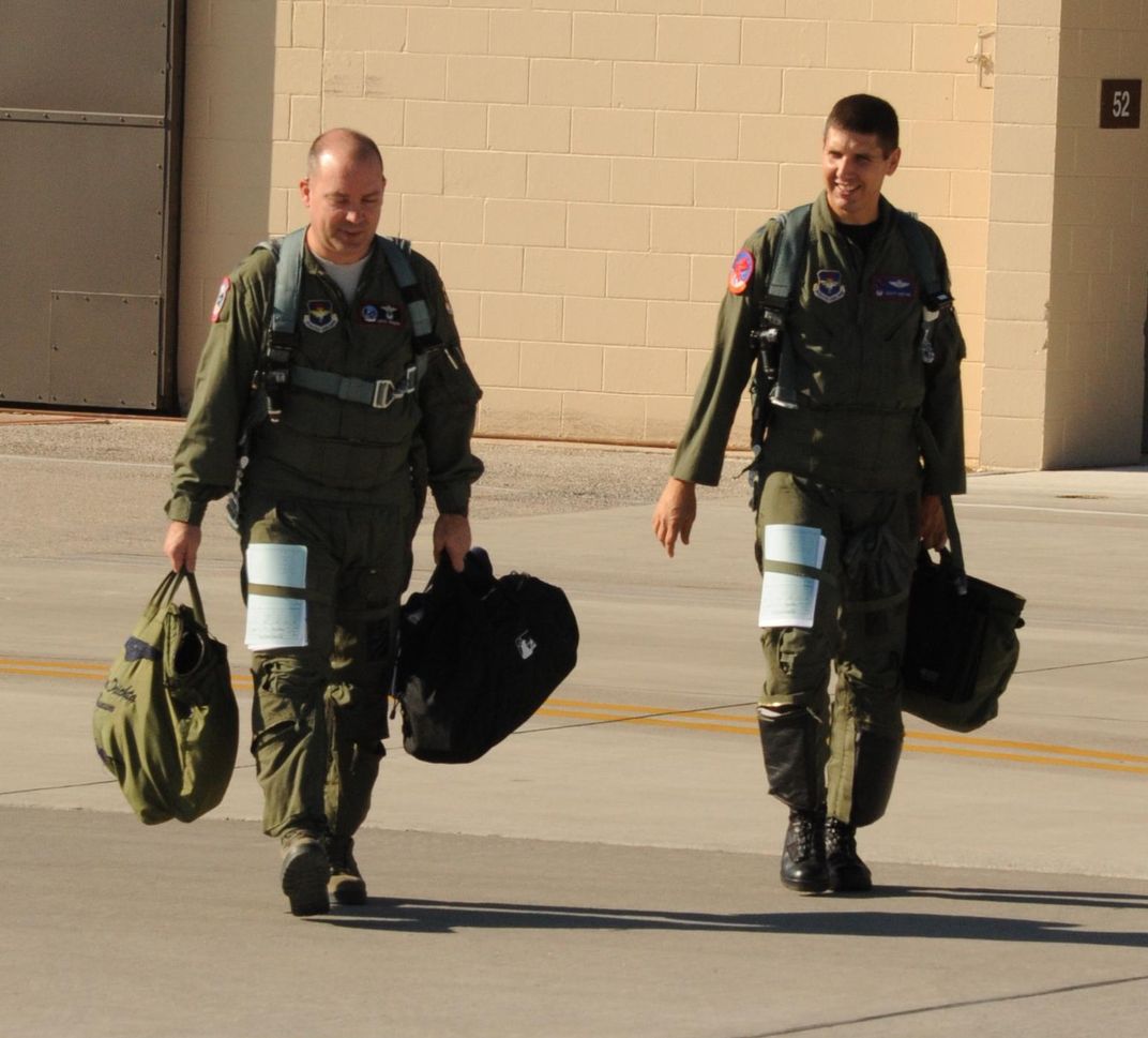 David Drichta (left), Air Force training commander (and former F-15 pilot)
