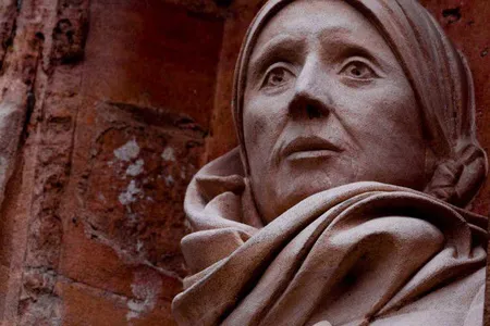 A statue of Julian of Norwich at Norwich Cathedra. She is one of the first-known women writers in the English language.
