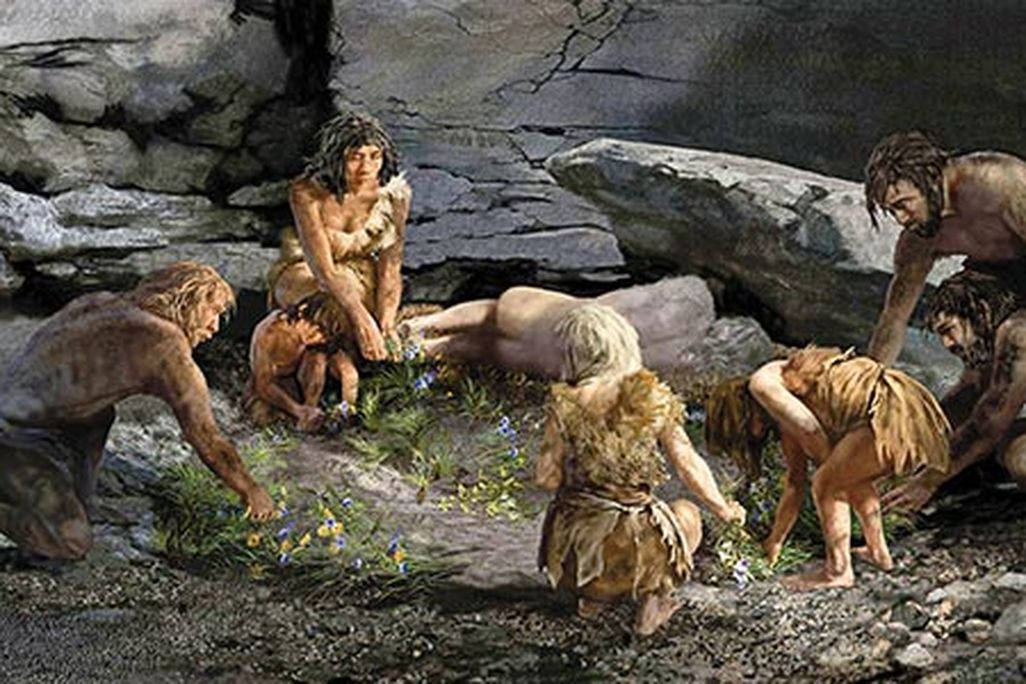 Neanderthal burial scene