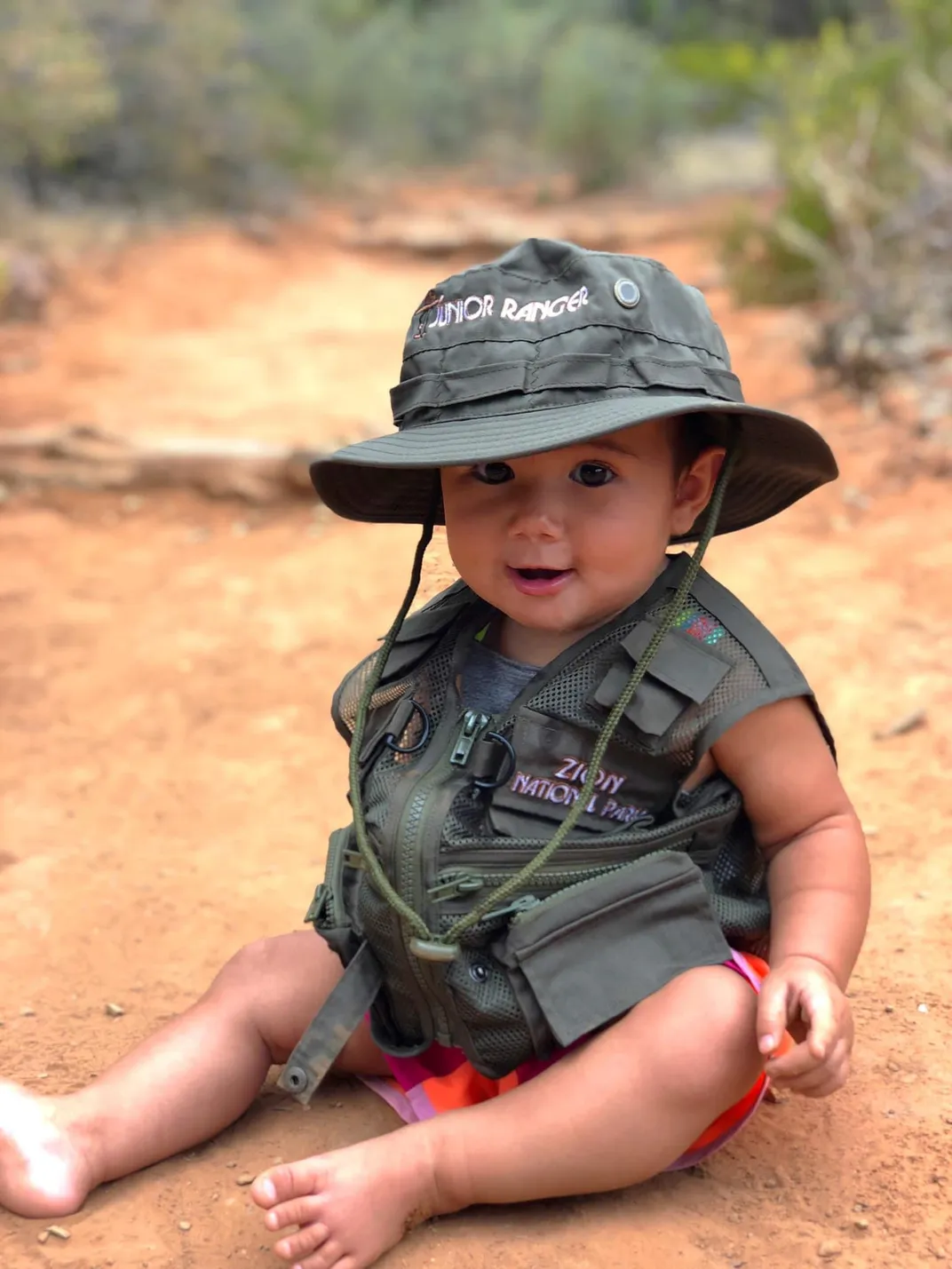 Toddler wearing park ranger outfit