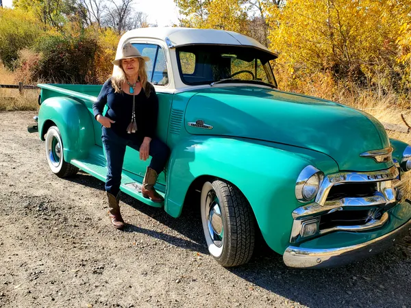 1955 Chevy restored by this Cowgirl over 50 years!  Aging Beautifully thumbnail