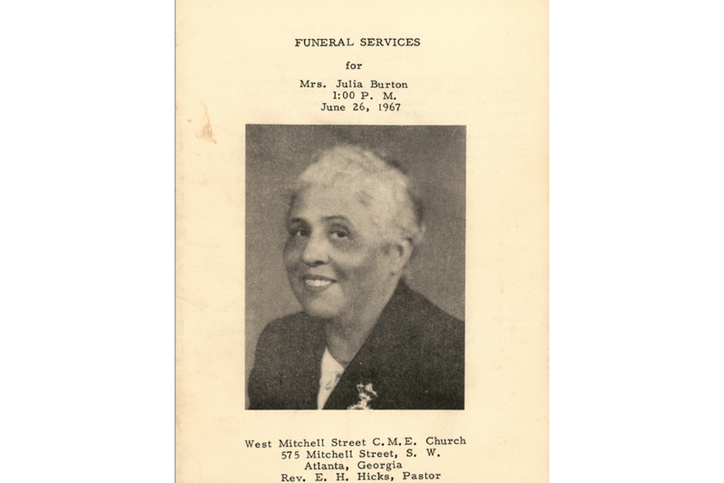Funeral program for Mrs. Julia Burton, June 26, 1967