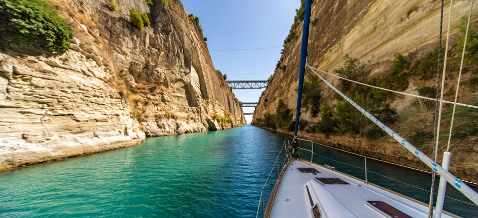 Going through the Corinth Canal 
