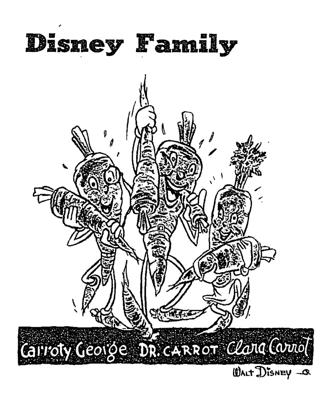The carrot characters created by Disney cartoonist Hank Porter