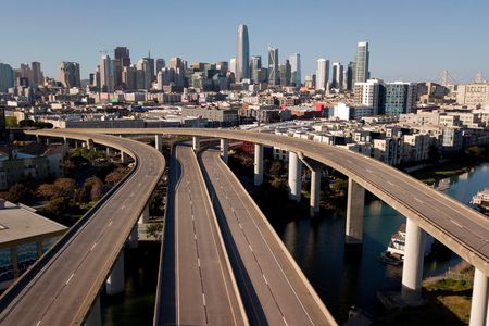 The interstate was empty in San Francisco after stay at home orders were issued in California in early April.