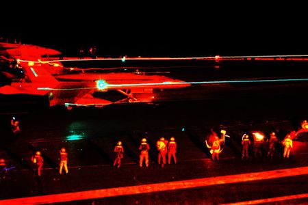 071113-N-3136P-027
PHILIPPINE SEA (Nov. 13, 2007)  An F/A-18C Hornet, from the âDambustersâ of Strike Fighter Squadron (VFA) 195, launches from the aircraft carrier USS Kitty Hawk (CV 63) during night flight operations. Kitty Hawk and Carrier Air Wing (CVW) 5 are participating in ANNUALEX19G, the maritime component of the U.S.-Japan exercise Keen Sword 08. The exercise is designed to increase interoperability between the U.S. and Japan Self-Defense Forces and increase their ability to effectively and mutually respond to a regional crisis situation. U.S. Navy photo by Mass Communication Specialist 3rd Class Jimmy C. Pan (RELEASED)