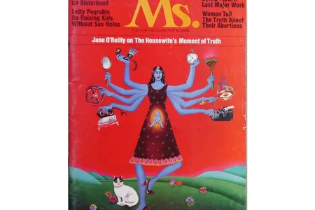 Miriam Wosk's illustration of a blue-skinned, eight-armed multitasking woman adorned the first cover of Ms. magazine.&nbsp;"Making her blue was a way of making her universal," says Gloria Steinem in this month's "Portraits" podcast.
