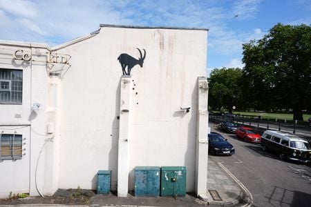 Banksy announced this mural featuring a goat on a ledge on August 5.