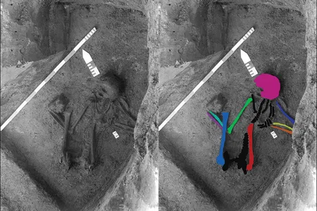 Researchers performed DNA testing on the bones highlighted in this image.