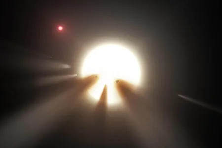 Artist's impression of a comet swarm around Tabby's Star