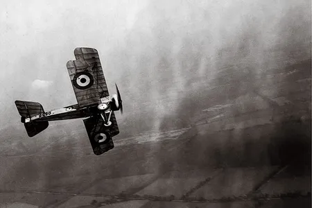 A Royal Naval Air Service Bristol Scout D during a reconnaissance mission over the Western Front, February 1916.
One of the first British single-seat fighter aircraft, the Bristol D was developed primarily for scouting. It was fast and maneuverable. The aircraft above was based on the HMS Vindex, a Royal Navy seaplane carrier operating in the North Sea.
